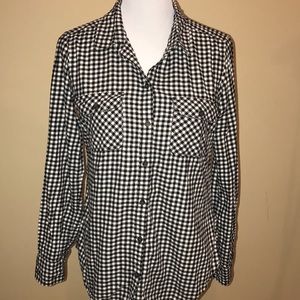 Eddie Bauer Black & Plaid Top